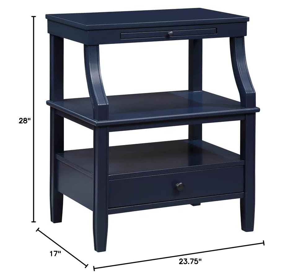 Comfort Pointe Newton Midnight Blue Wood Storage 1-Drawer Nightstand